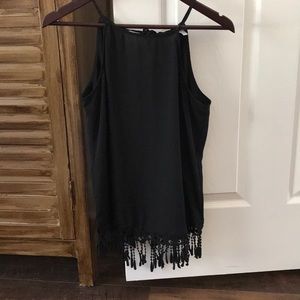Black fringe top
